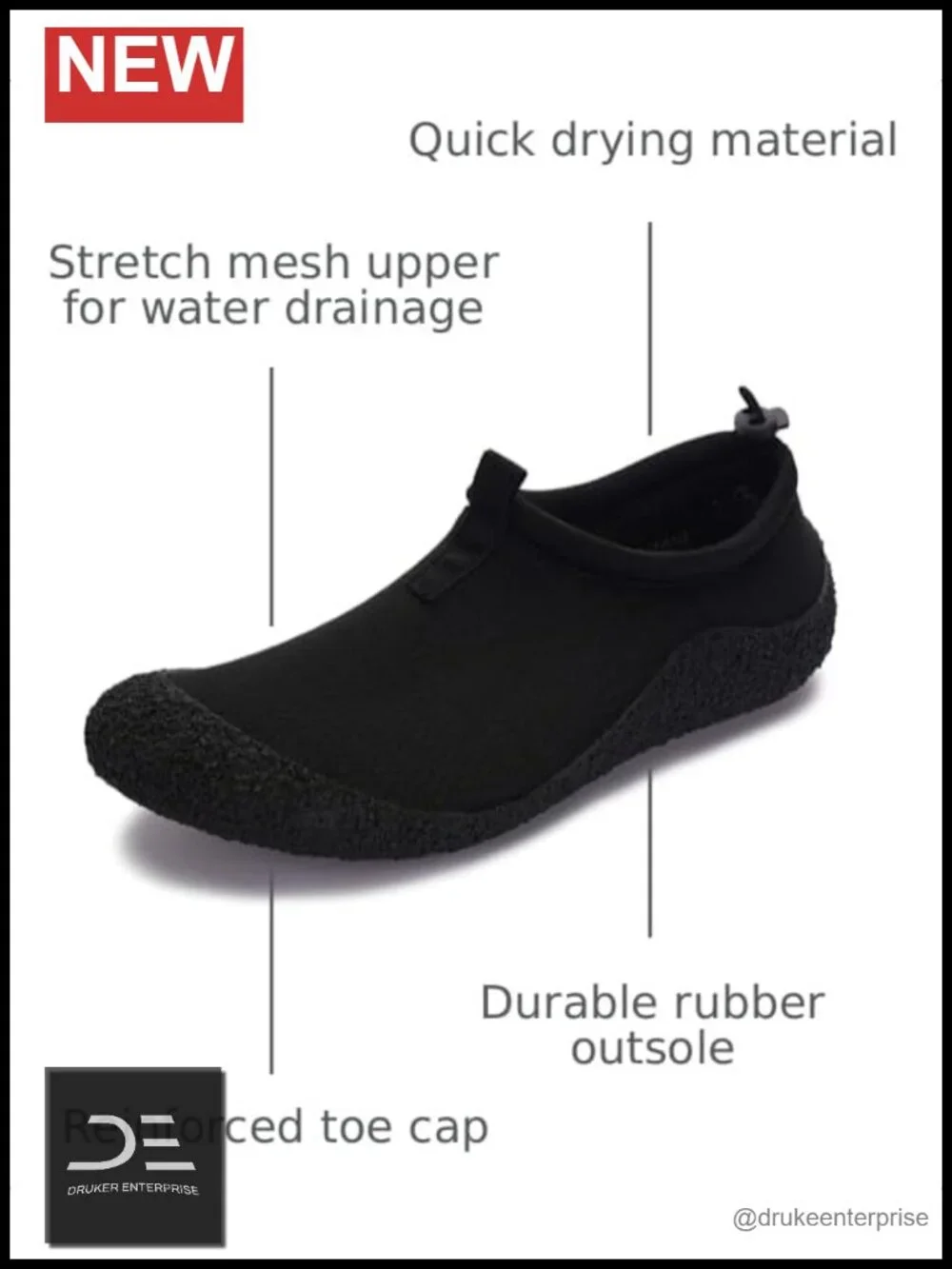 Reinforced Toe Cap Water Shoes Quick Dry Mesh Aqua Socks for Men Women